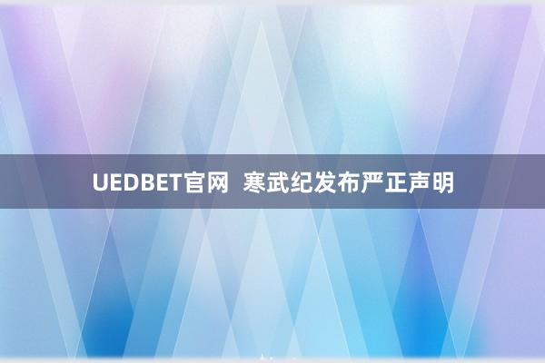 UEDBET官网  寒武纪发布严正声明