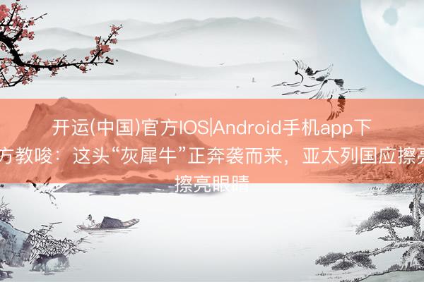 开运(中国)官方IOS|Android手机app下载 中方教唆：这头“灰犀牛”正奔袭而来，亚太列国应擦亮眼睛