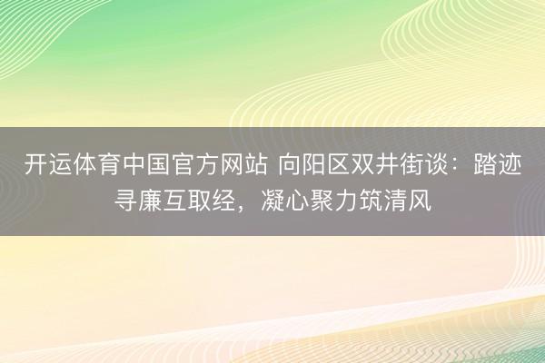 开运体育中国官方网站 向阳区双井街谈:踏迹寻廉互取经,凝心聚力筑清风